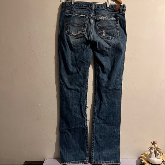 Abercrombie & Fitch Womens Erin Jeans Low Rise Straight Sz 8R X 34’ Distressed - Picture 6 of 9